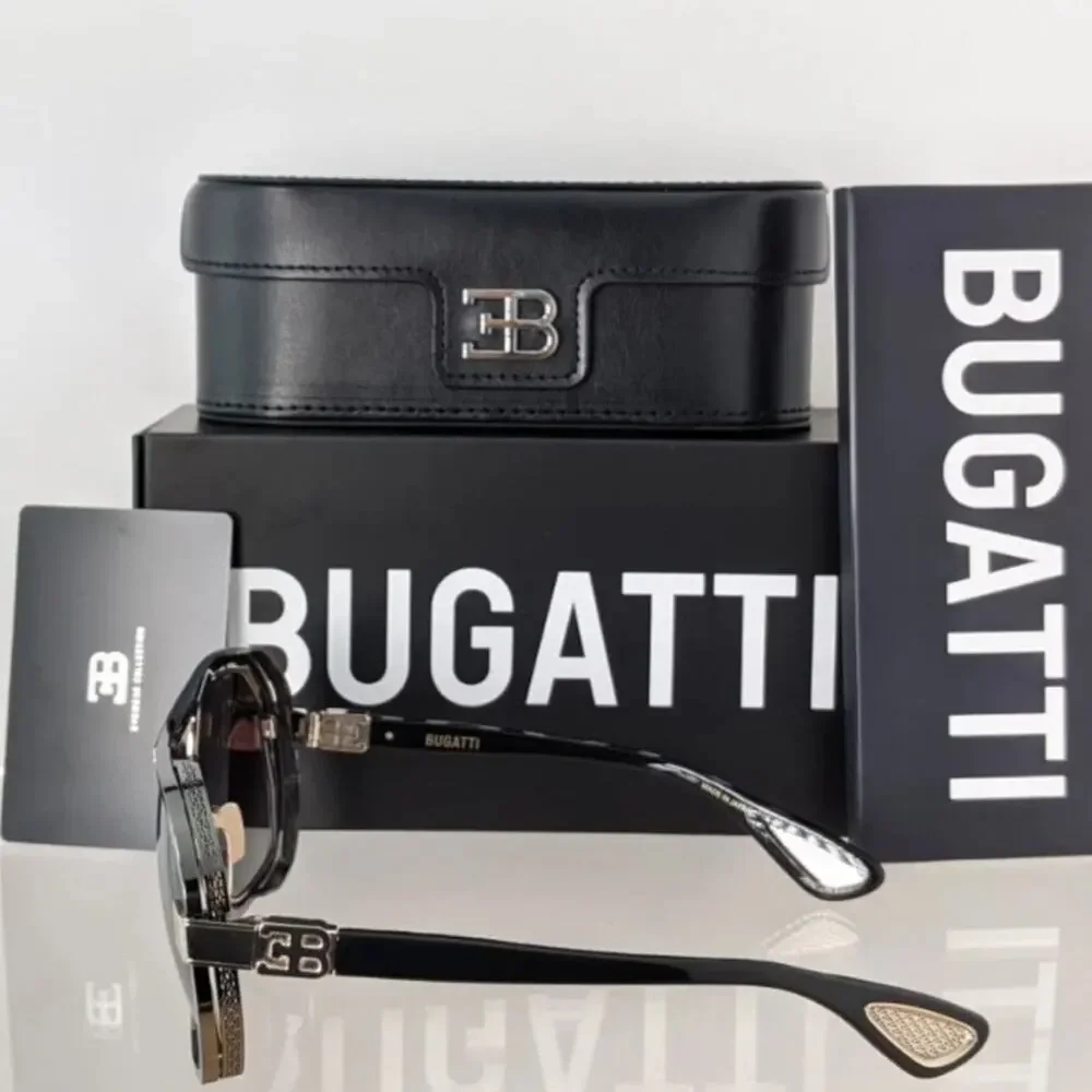 New! BUGATTI 08-GM/WG Stylish Gunmetal White Gold Sunglasses, Authentic